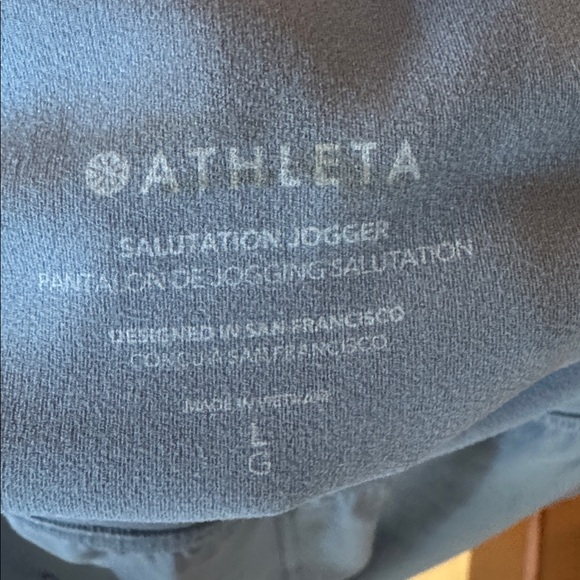 NWOT Athleta Salutation Shadow Blue Joggers Sz Large - Picture 8 of 8